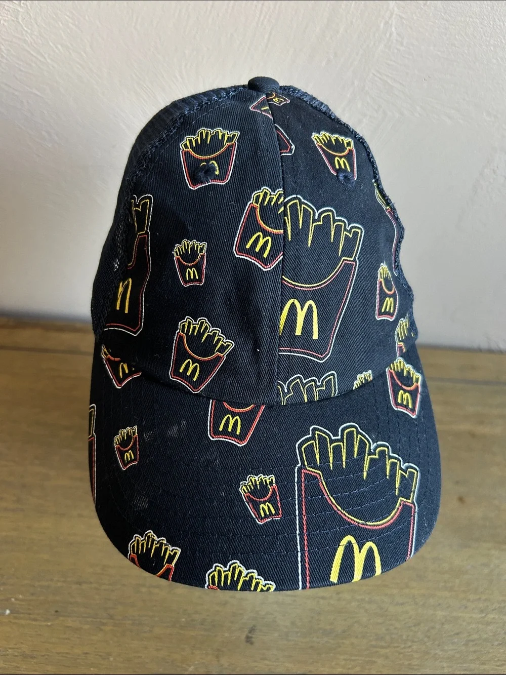 McDonald's  Employee All Over Iconic French Fries Boxes Patterned Black Cap OSFA